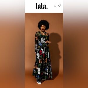 Lala Black Mesh Floral Maxi Dress